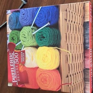 Puzzlebug 500 piece puzzle Rainbow Knitting Basket
